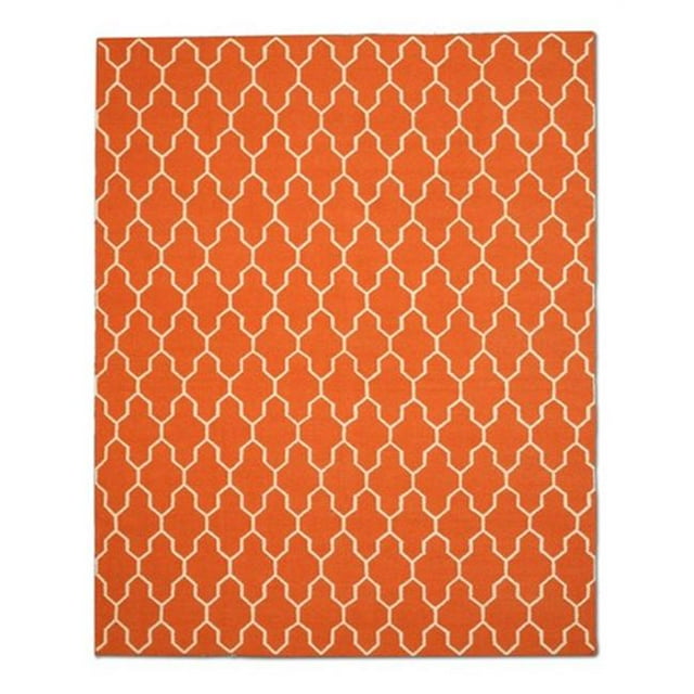 EORC DM12RT 5.50 x 8 ft. Casablanca Orange Hand Knotted Wool Reversible Modern Moroccan Kilim Rug