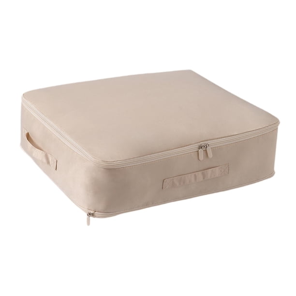 Organizador de autocompresión que ahorra espacio, bolsa de almacenamiento de edredón, organizador de embalaje de viaje ligero, ahorro de espacio para Beige