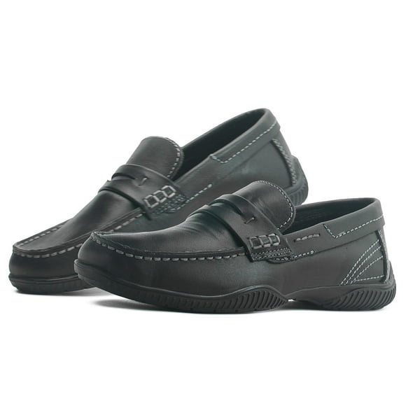 Mocasin Casual Audaz Para Niño Oxford de Piel Negro 22