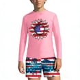 thumbnail image 3 of Jamicy Body Glove Swimwear for Girls 3-14 Years Long Sleeve Top with Swim Shorts Independence Day Print Rash Gurad Beach Swimsuit Set, 3 of 8