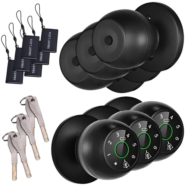 Chapa Electrónica KeyNexusBlack 3Pzas Biométrico TUYA App Móvil WiFi NIP IC NFC Baterías AAAx4 Incluidas USB C Negro.
