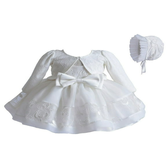 3pcs Baby Girls Princess Dress Lace Christening Wedding Party Dresses Clothes White 0-3 Months