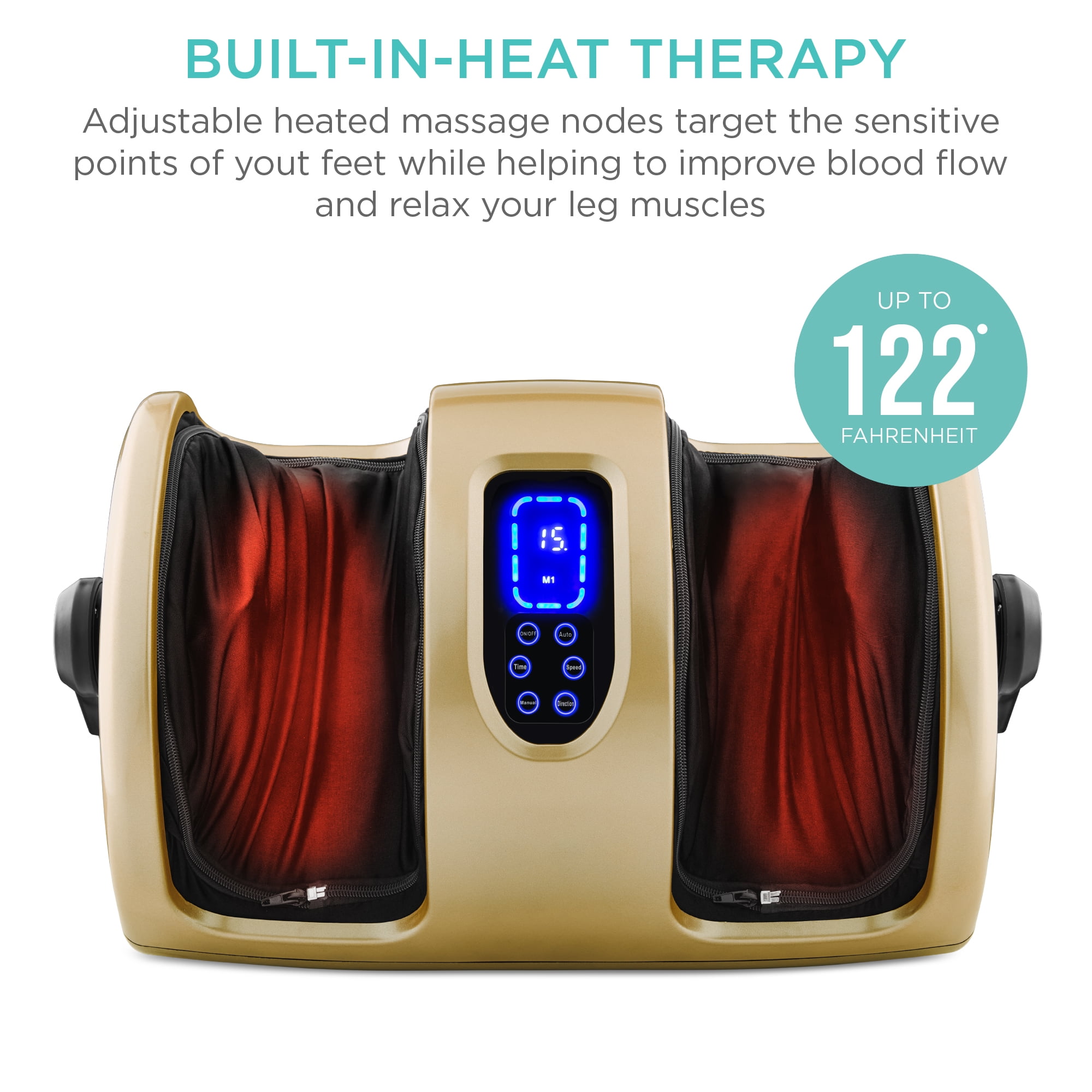 Best Choice Products Foot Massager Machine, Therapeutic Reflexology Massager w/ High-Intensity Rollers - Gold