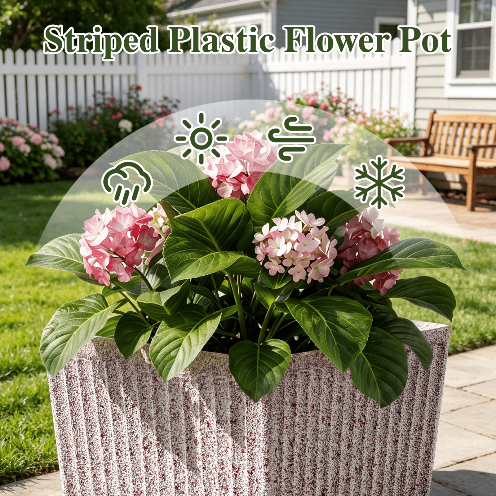 TOPCOMFY Tall Planters for Outdoor Plants Set of 2, 23.6" Modern Tapered Indoor Flower Pots with Drainage Holes/Partition/Tray for Porch Patio Garden, Brown
