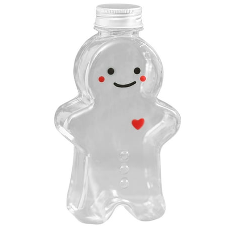 

DiMaddie 3pcs Juice Bottles Beverage Bottles Gingerbread Man Drink Bottles Milky Tea Container