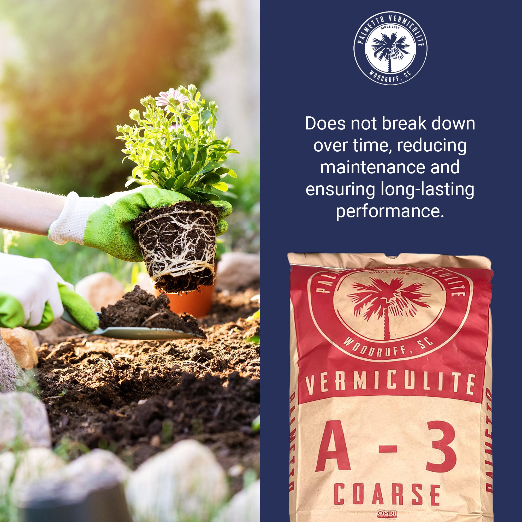 Palmetto Vermiculite Coarse Grade A-3, Outdoor Gardening & Soil Potting Mix, 4 Cu Ft Bag