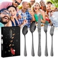 thumbnail image 4 of Juego De Cubiertos De Navidad Juego De Cubiertos De Carne De Acero Inoxidable Tenedores Cucharas Juego De Vajilla Familiar Juego De Cubiertos Para Fiesta De Navidad Regalo Exquisito 5 Unids Yuarrent HA046259-02, 4 of 6