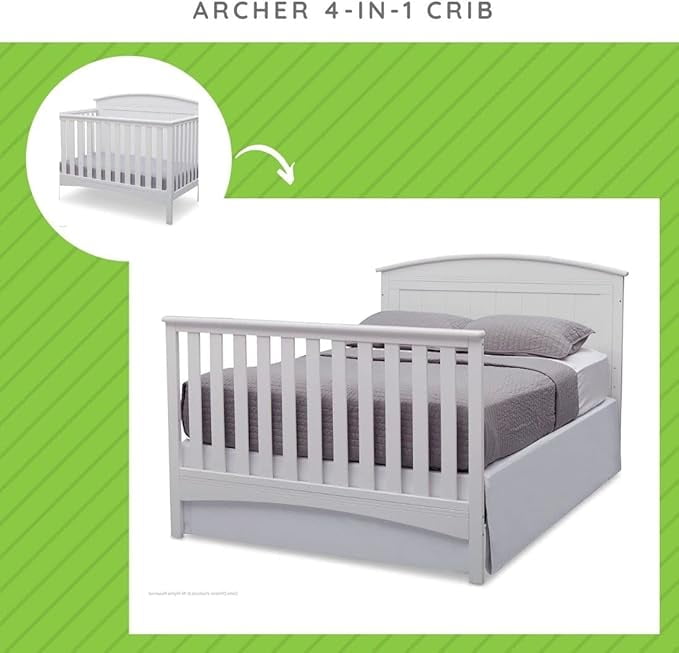 Full-Size Conversion Kit Bed Rails #0050 for Delta Children Cribs (White - 100)
