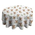 thumbnail image 4 of White Highland Cow Leaf Pattern Round Tablecloth 60"x60",Wrinkle Wipeable Table Cloth for Kitchen Dining Room Picnic Patio Party, 4 of 6