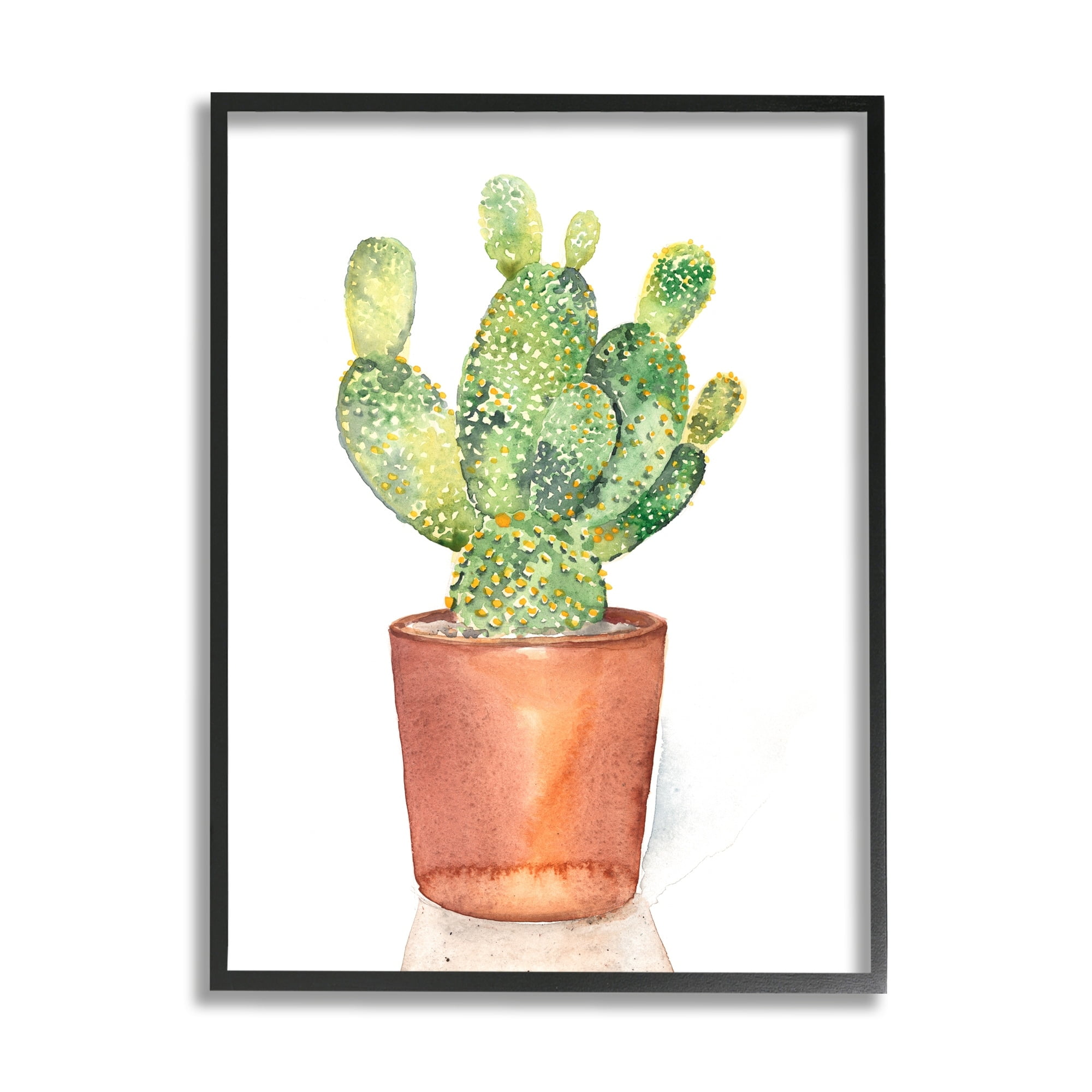 Stupell Industries Prickly Pear Potted Cactus Watercolor Still Life Painting, 11 x 14,Design by Jennifer Paxton Parker