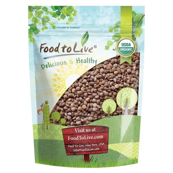 Organic Whole Red Lentils, 1 Pound — Non-GMO, Sproutable, Kosher, Raw, Vegan — by Food to Live