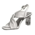 thumbnail image 2 of AXXD Women White Sandals 6.5 Summer Sandals Open-toe Square Strap High Heels, 2 of 3