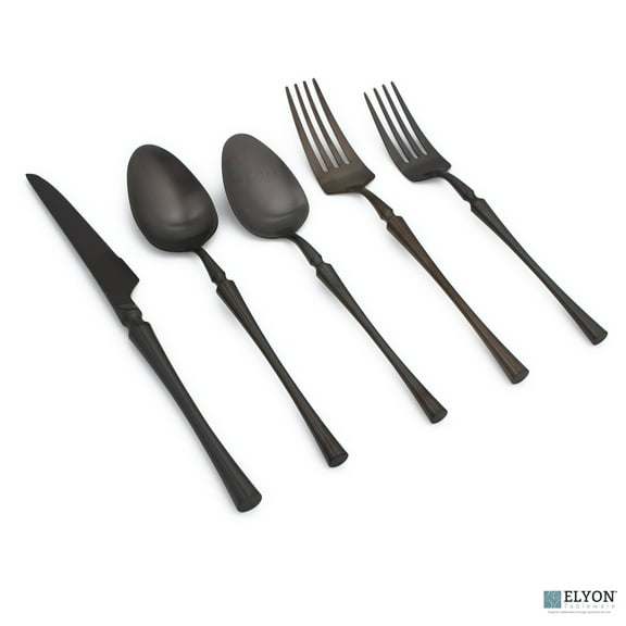 Elyon Tableware® Noelle 20-Piece Matte Black Flatware Set, Stainless Steel, Service For 4