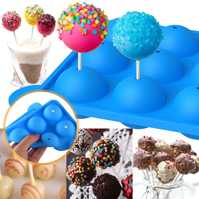 12 Cavities Round Silicone Mold for Lollipop Chocolate Hard Candy Cake  Decorating With 12pcs Paper Stick