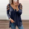 thumbnail image 2 of LYXSSBYX Blouses for Women Fashion Womans Tops with V-Neck Shirt Women Casual Long Sleeve Zipper Hollow Out T-Shirt Blouse Tops, 2 of 9