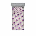 thumbnail image 2 of Ambesonne Retro Fitted Sheet & Pillow Sham Set, Geometric Mosaic Dots, Full, Purple Grey Pink, 2 of 3