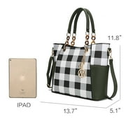 MKF Collection Bonita Checker Women's Tote Bag with Wristlet Wallet, Vegan Leather 2Pcs Shopper Handbag Set by Mia K . - Pink