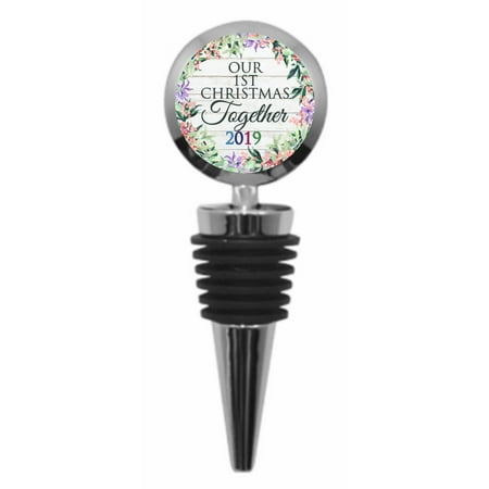 Our 1st Christmas Together 2019 - Silver Wine Stopper with Vacuum - Wine Stopper Favors - Wine Stopper Decorative - Wine Stopper