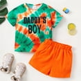 thumbnail image 2 of Outfits For Baby Boys DADDY'S BOY Tie-dye Shirts Shorts 2Pcs Summer Clothes Set 18-24 Months Orange, 2 of 7