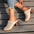 thumbnail image 3 of FRSASU Women's Leather Mules Soft Non Slip Wedge Slip-On Closed Toe Sandals Summer Casual Walking Platform Slides Beige, 3 of 9