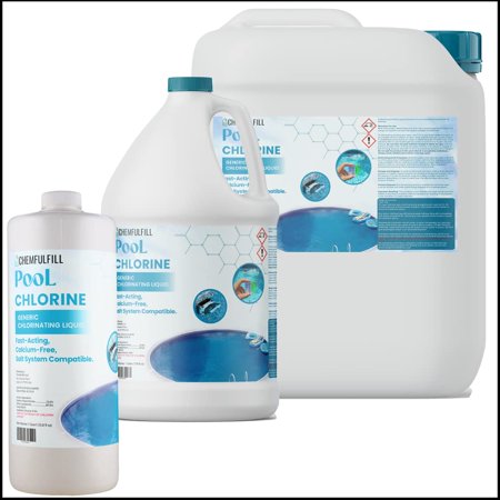 Pool Chlorine - Sodium Hypochlorite 12.5% (Generic Pool Chlorine) for Pool Professionals, Pool Owners, Hot tubs (Gallon)