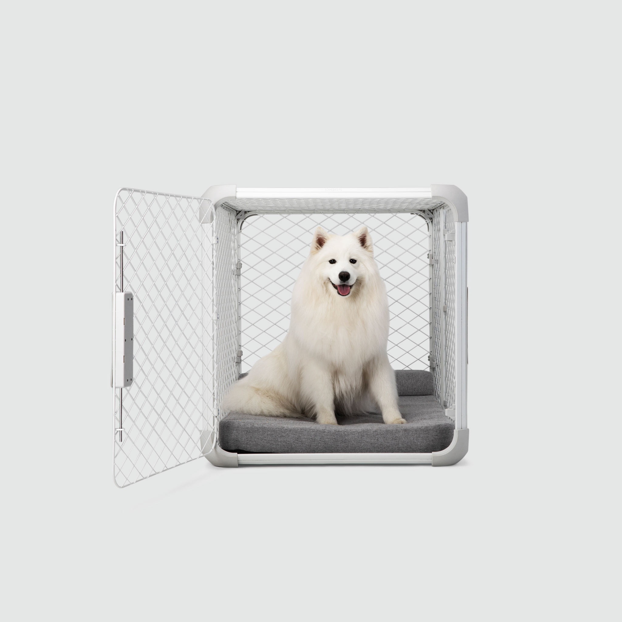 DIGGS Evolv Dog Crate, Safe, Durable Kennel with Removable Ceiling Panel and Modular, Ash, 42"