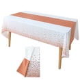 thumbnail image 6 of Haidf Table Cloth, White and Gold Disposable Plastic Tablecloth, Rectangle Table Covers for Birthday Wedding Anniversary Bridal Shower First Communion Graduation Party Decorations, 108" x 54", 6 of 9