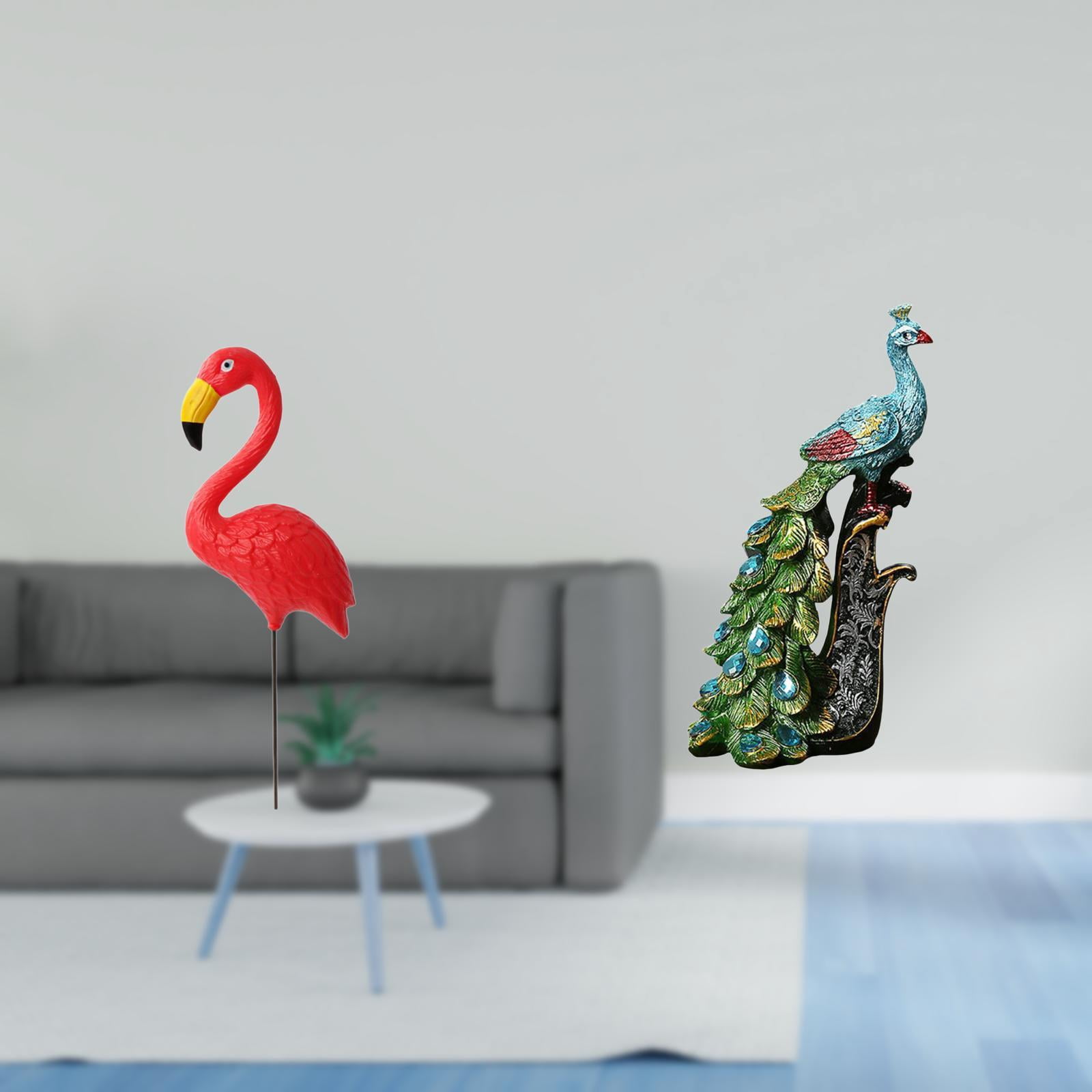 Miulika Bird Peacock Statue Figurine Yard Art Ornament Backyard Fairy Garden Accessories Flamingo Garden Stake Sculpture Animal Collection Elegant Tabletop Ornament for Holiday Spring Bedroom
