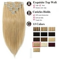 thumbnail image 3 of SEGO Red Clip in Hair Extensions Human Hair Full Head 100% Real Remy Thick Hair Extensions Silky Straight Balayage Blonde Hair Pieces, 3 of 7
