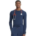 thumbnail image 3 of Infinity Men's Long Sleeve Underscrub Round Neck Top with Long Sleeves, Contrast Stitching On Side Seams IN608, XS, Navy, 3 of 4