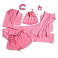 thumbnail image 3 of FRSASU Pajama Sets for Women 锛學omen'S Homewear Pajamas Sets Faux Silk Pyjama Nightwear Sleepwear Seven Pc Sets Hot Pink 6(M), 3 of 3