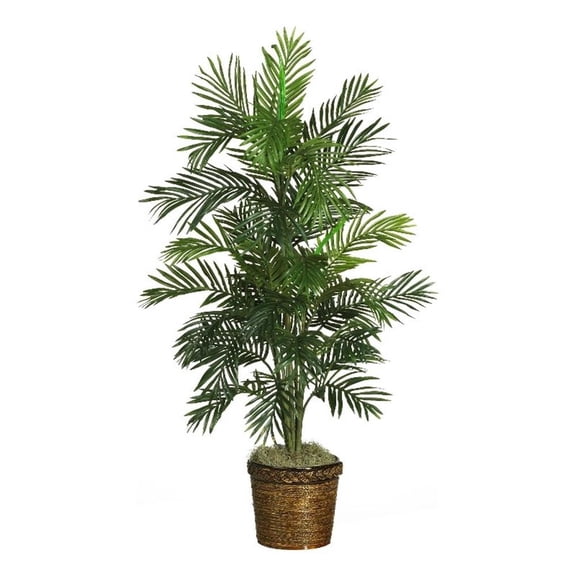 Pemberly Row 56" Areca Palm Silk Tree with Basket in Green/Brown