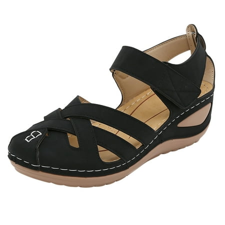 Sandals Breathable Women Summer Studded Sandals for Women Beach Fashion Wedges Peep Tan Sandals for Women Shoes Toe Comfortable Women s Wedge Sandals