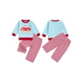 thumbnail image 2 of BemeyourBBs Toddler Baby Boy Valentines Day Outfits Car Letter Print Long Sleeve Pullover Sweatshirt Plaid Pants 2 Pcs Spring Clothes Set, 2 of 9
