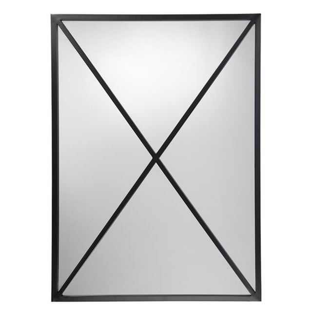 Benzara BM241230 Mirror with Sleek Metal X Frame & Window Pane Design, Black