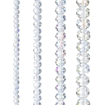 12 Packs: 4 ct. (48 total) Clear Faceted Glass Rondelle Beads by Bead Landing