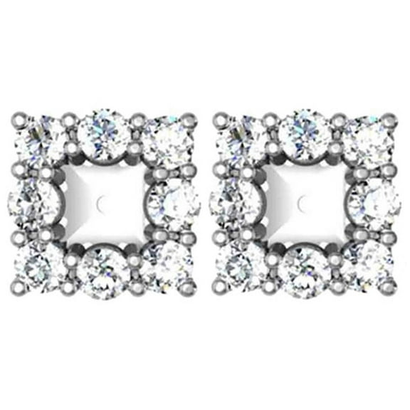 Pompeii 7/8ct Diamond Halo Earring Princess Cut Studs Jackets 14K (2.5-3.5mm) (G-H,I1)