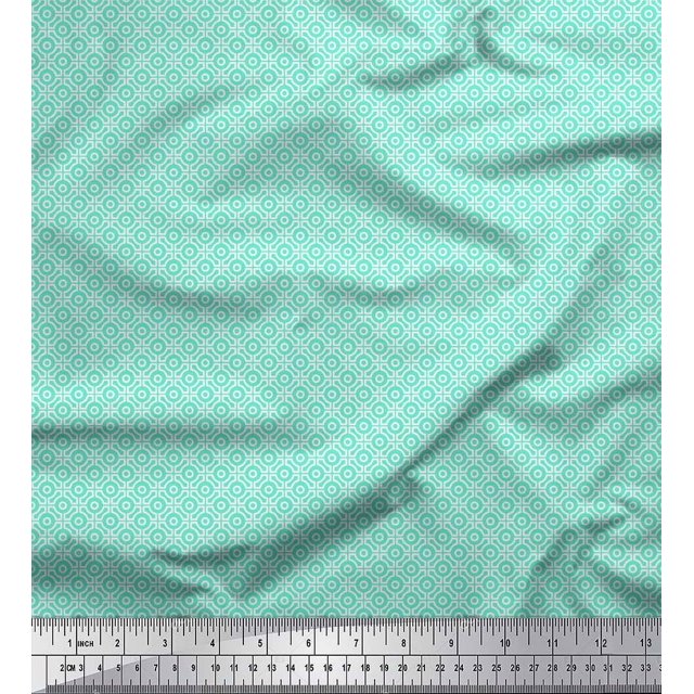 Soimoi Green Georgette Viscose Fabric Artistic Geometric Print Fabric by Yard 42 Inch Wide