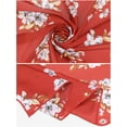 thumbnail image 4 of INSPIRE CHIC Women Floral Satin Scarves, Square Silky Neck Scarf Neckerchief, Skinny Long Ribbon Hair Band Square-Wine Red 35.4x35.4''(LxW), 4 of 7