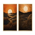 thumbnail image 2 of Designart "Retro Mountain Meadows Golden Sunset IV" Meadow Framed Wall Art Set Of 2 - Traditional Orange Framed Canvas Set For Living Room Decor, 2 of 6