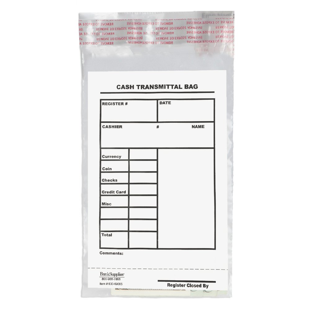 Cash Transmittal Bags Small Deposit Bags for Cash Transport 6 x 9