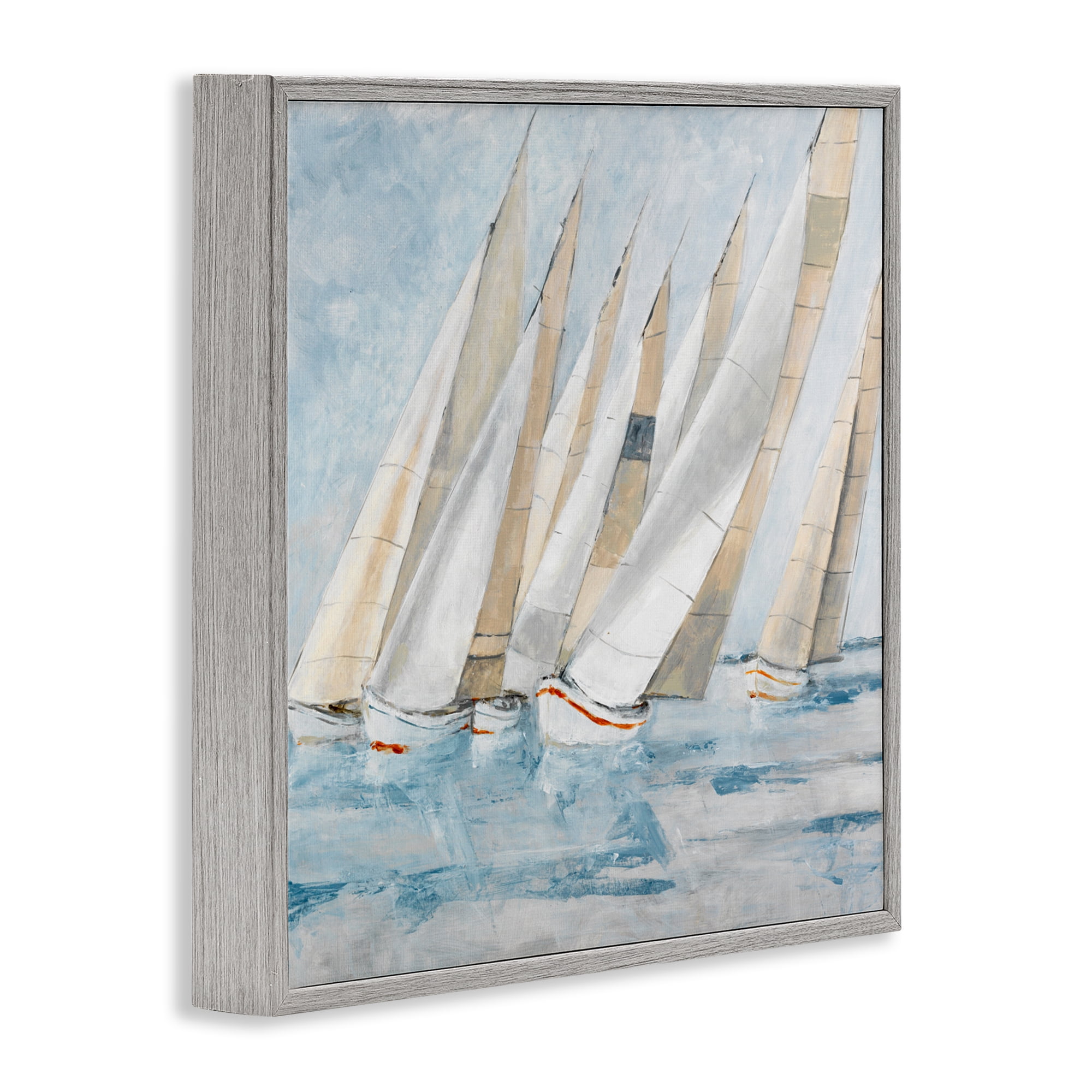 Stupell Industries Sailboat Regatta Coastal Scene Gray Framed Giclee Art, design by Lorenzo Collective