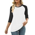 thumbnail image 3 of ABATAB Tunic Tops for Women Lightweight Fall Casual 3/4 Length Sleeve Shirts Trendy Color Block Ribbed Knitted Pullover Shirts(Large,Black), 3 of 5