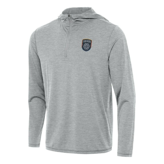 Men's Antigua Heather Gray San Diego FC Tidy Quarter-Zip Hoodie