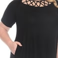 thumbnail image 5 of White Mark Short Sleeve Criss-Cross Neck A-Line Dress, Women's Plus, 1X-3X, 5 of 6