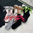 thumbnail image 4 of Milue Women's Ballet Socks Fuzzy Crew Socks Lolitas Bowknot Ankle Socks Loose Socks, 4 of 21