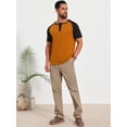 thumbnail image 5 of DARING DIVA Men's Henley Button Down Color Block Short Sleeve T-Shirt S Orange, 5 of 7