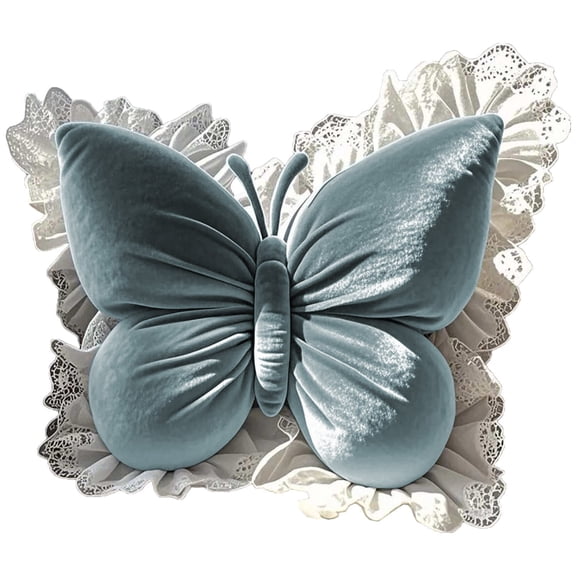 Butterflys Throw Pillow with Lace Edge, 19.68x15.74in Valentine's Day Decorative Throw Pillow, Velvet Lumbar Support Cushion for Sofa Couch Bed