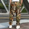 thumbnail image 6 of Havenx Men's Camo Cargo Sweatpants Maple Leaf Print Drawstring Waist Tapered Cargo Sweatpants with Pockets Wide Leg Bottoms Loose Fit Y2k Workout Athletic Soft Clothes,Deep Green 2XL, 6 of 6