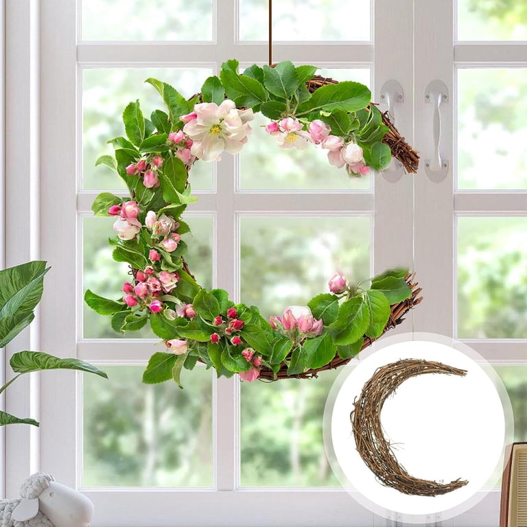 MODANU Grapevine Wreath 30cm Half Moon Vine Branch Wreath Rattan